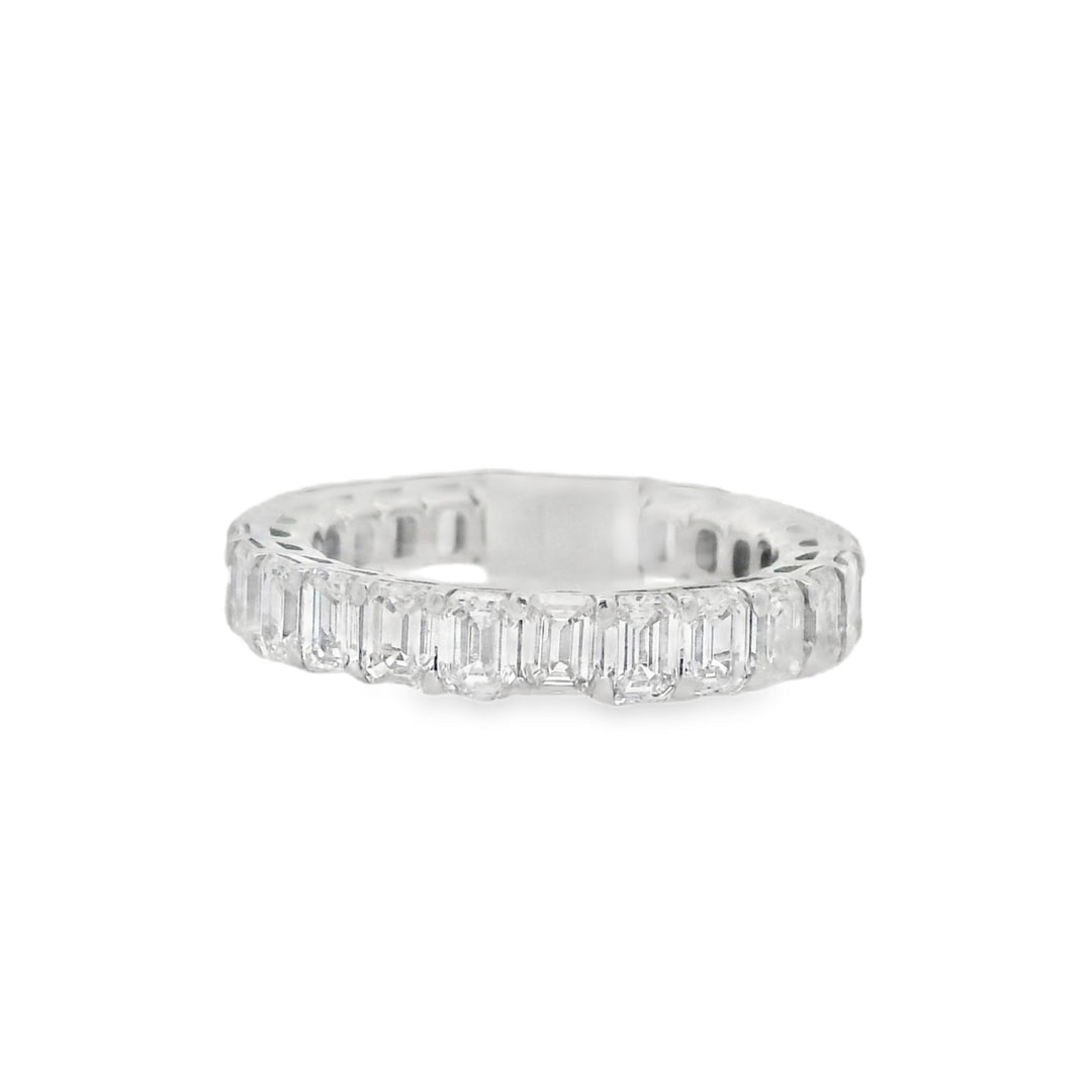 14K White Gold 3.78ctw Emerald Cut Diamond Eternity Band