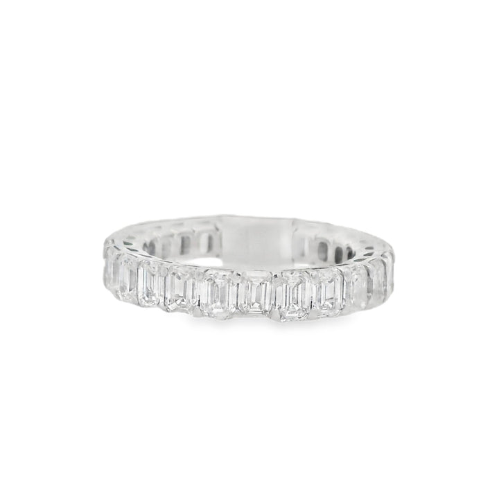 14K White Gold 3.78ctw Emerald Cut Diamond Eternity Band
