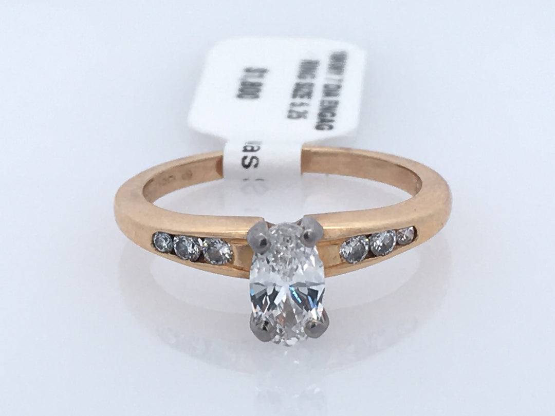 18K Two-Tone Oval Diamond Solitaire Engagement Ring