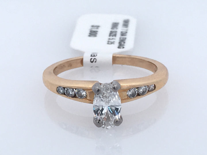 18K Two-Tone Oval Diamond Solitaire Engagement Ring