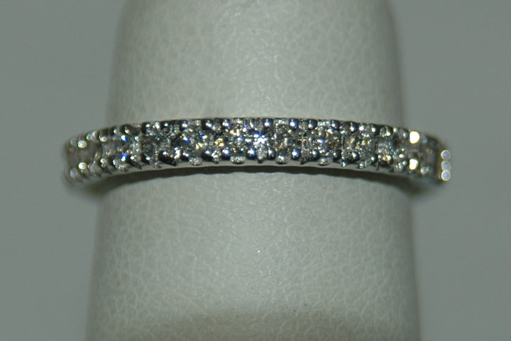 14K White Gold 0.26ct Round Diamond Four Prong Band