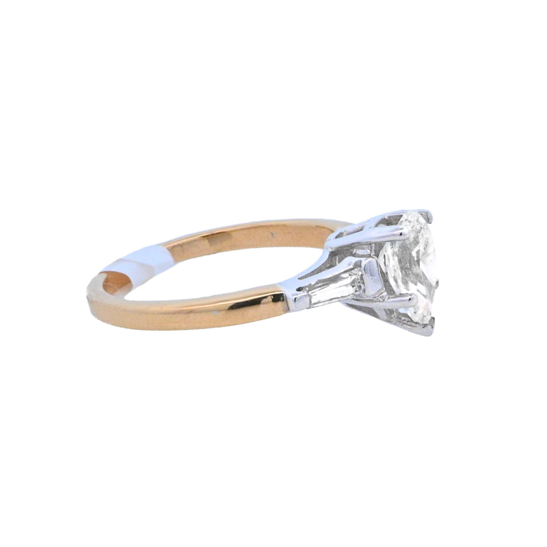 14K Two- Tone Pear Diamond 1.00Ct Solitaire Engagement Ring