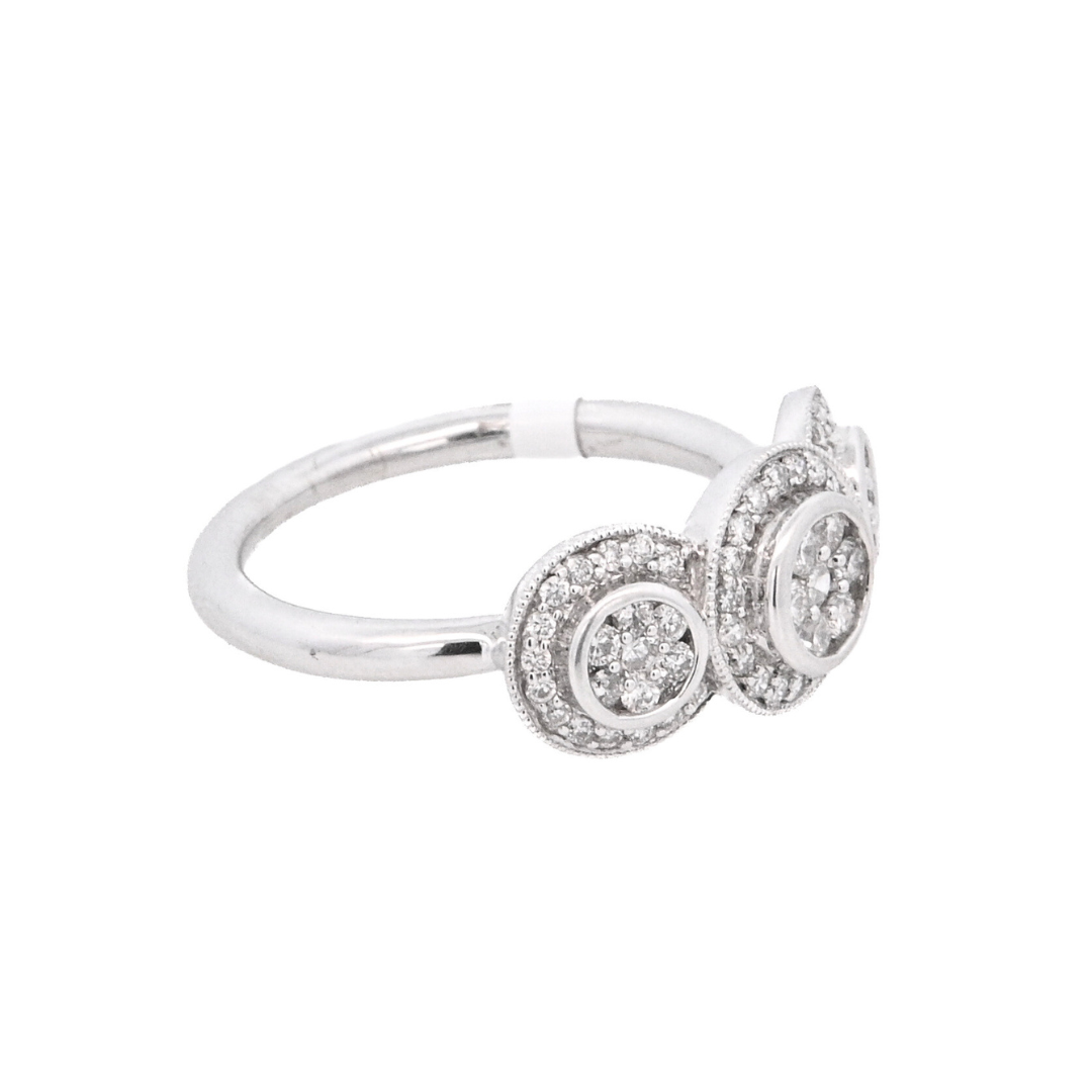 14K White Gold 0.75ct Diamond Halo Cluster Ring