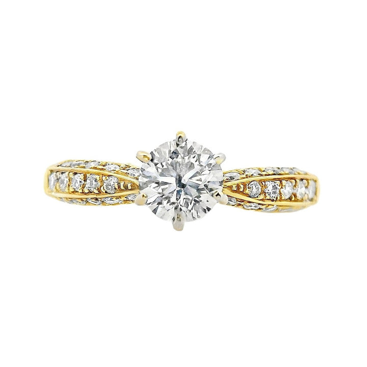 18K Yellow Gold Round Diamond 0.53Ct Solitaire Engagement Ring