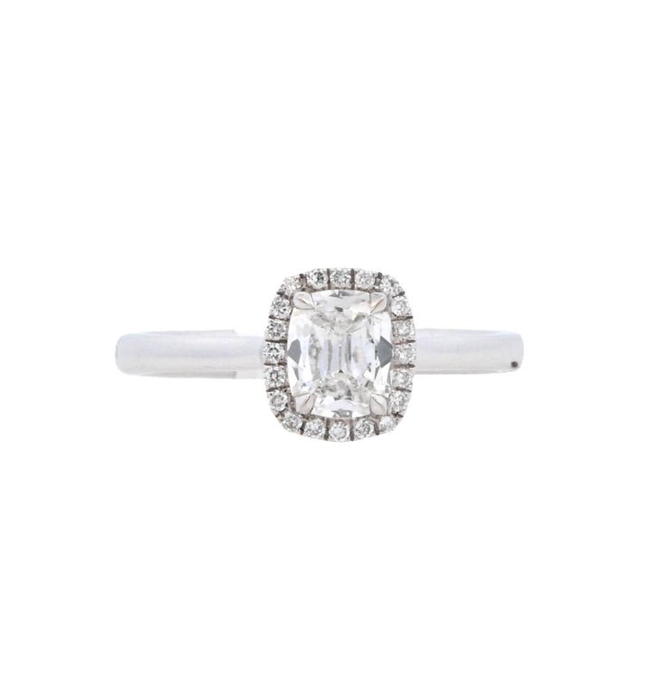 14K White Cushion Diamond 0.60Ct Halo Engagement Ring