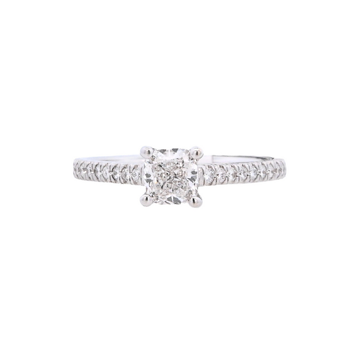 14K White Gold 0.70CT Cushion Diamond Solitaire Ring