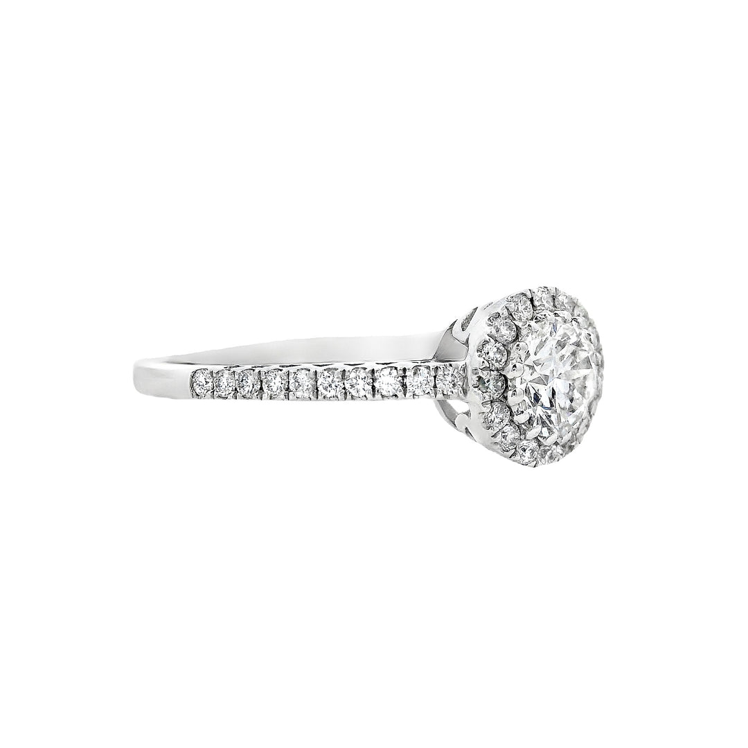 18K White Round Diamond 0.77Ct Halo Engagement Ring