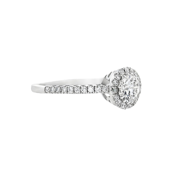 18K White Round Diamond 0.77Ct Halo Engagement Ring