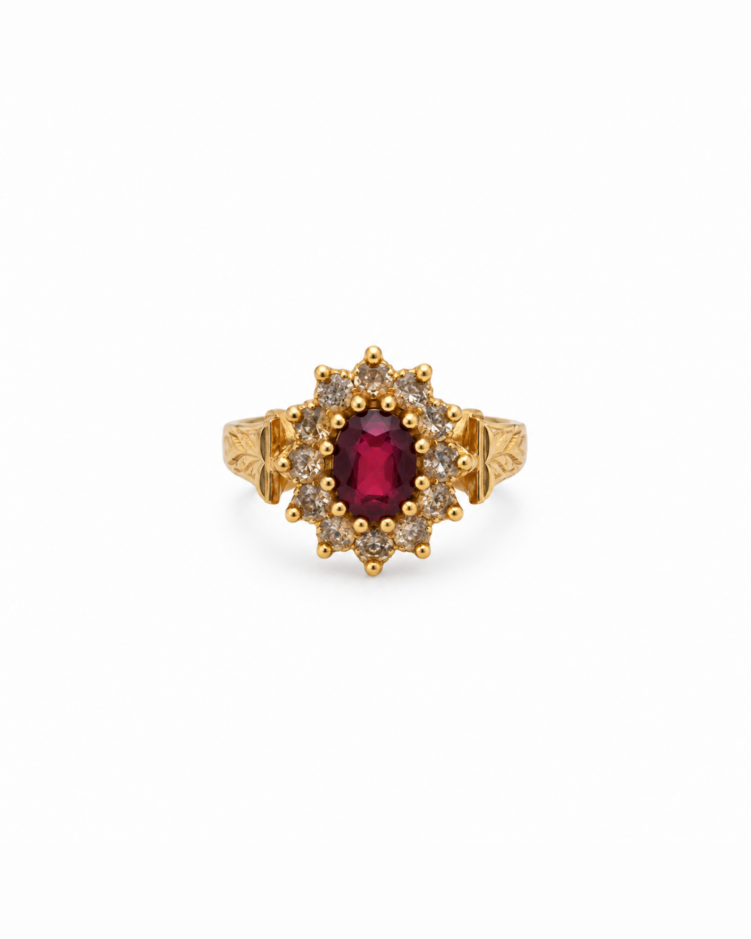 22K Yellow Gold Multi-Stone Cubic Zirconia Ladies Ring