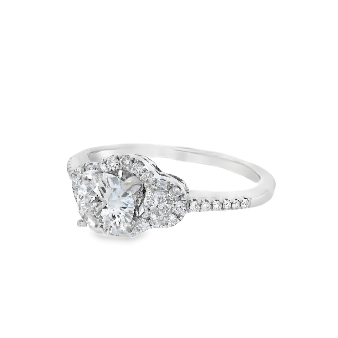 14K White Round Diamond 0.56Ct 3 Stone Engagement Ring