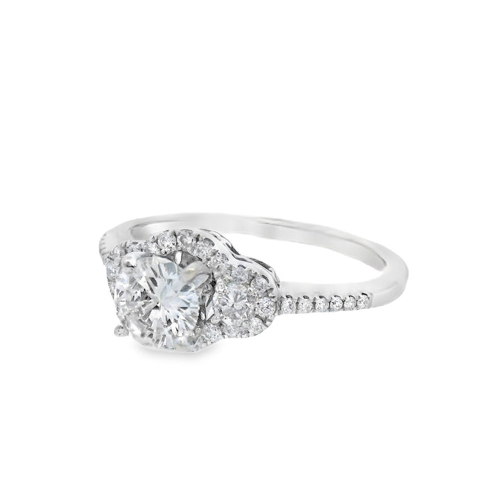 14K White Round Diamond 0.56Ct 3 Stone Engagement Ring