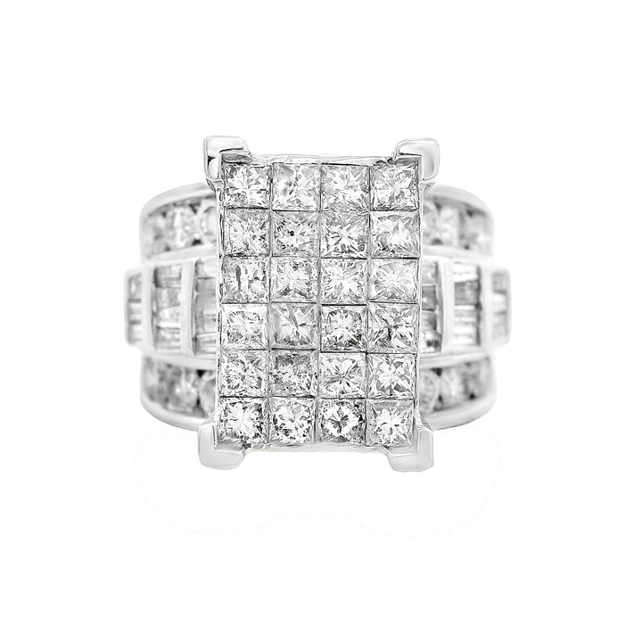 14K White Gold 3.50ct. Diamond Cluster Fashion Ring