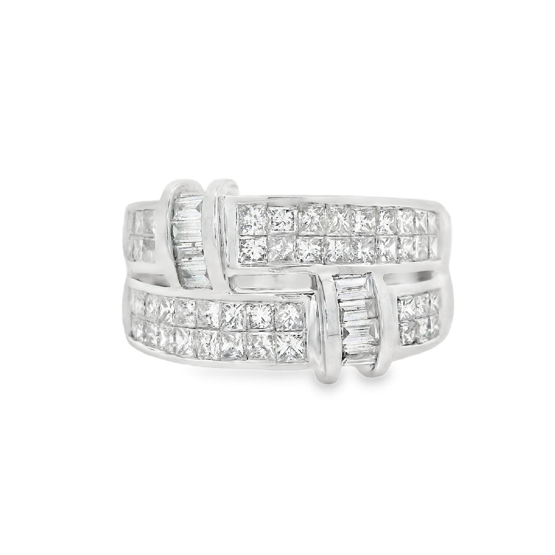 14K White Gold Multi-Diamond Fashion Ring, Size 7.25