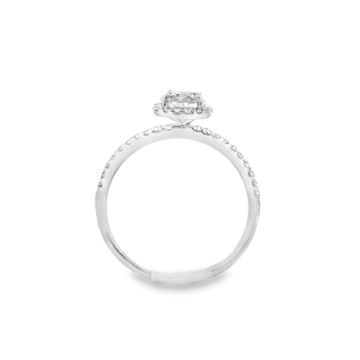 14K White Round Diamond 0.66Ct Halo Engagement Ring