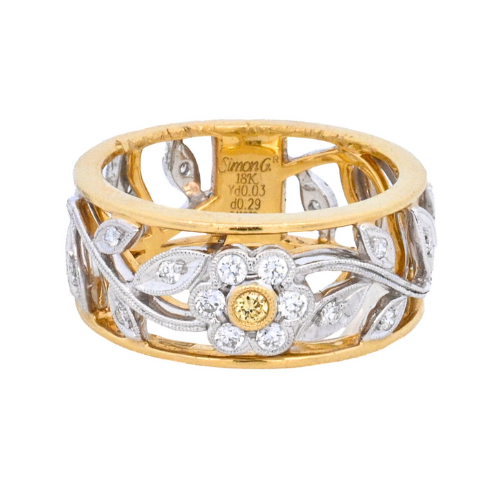 18K Two-Tone 0.32ctw Diamond Floral Simon G Ring