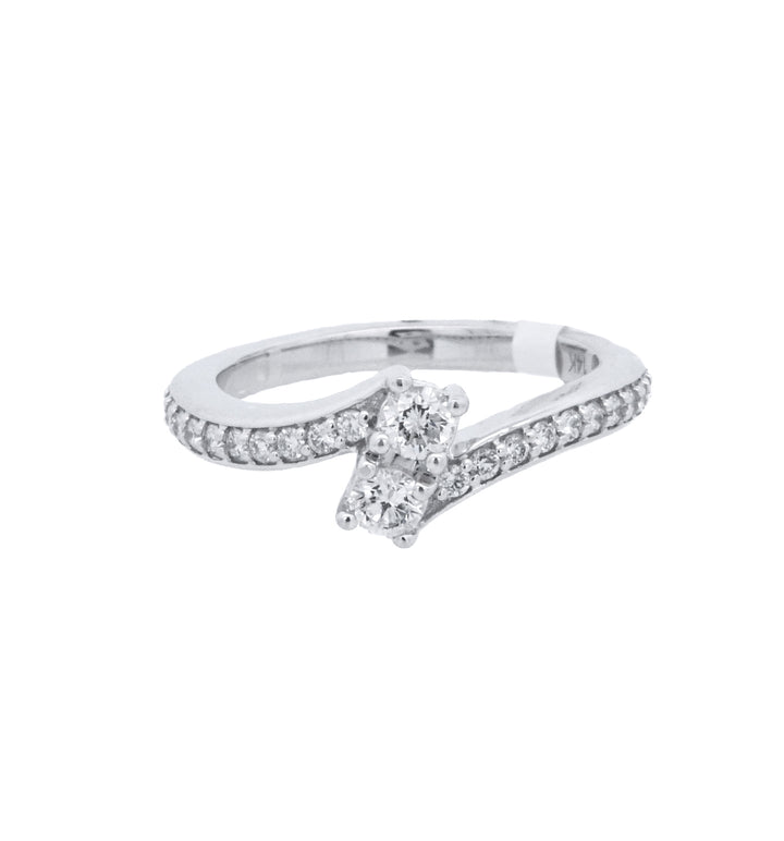 14K White Gold 0.51ct Diamond Bypass Fashion Ring