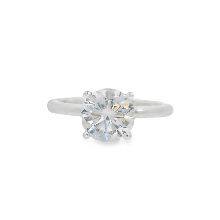 14K White Round Diamond Solitaire Engagement Ring