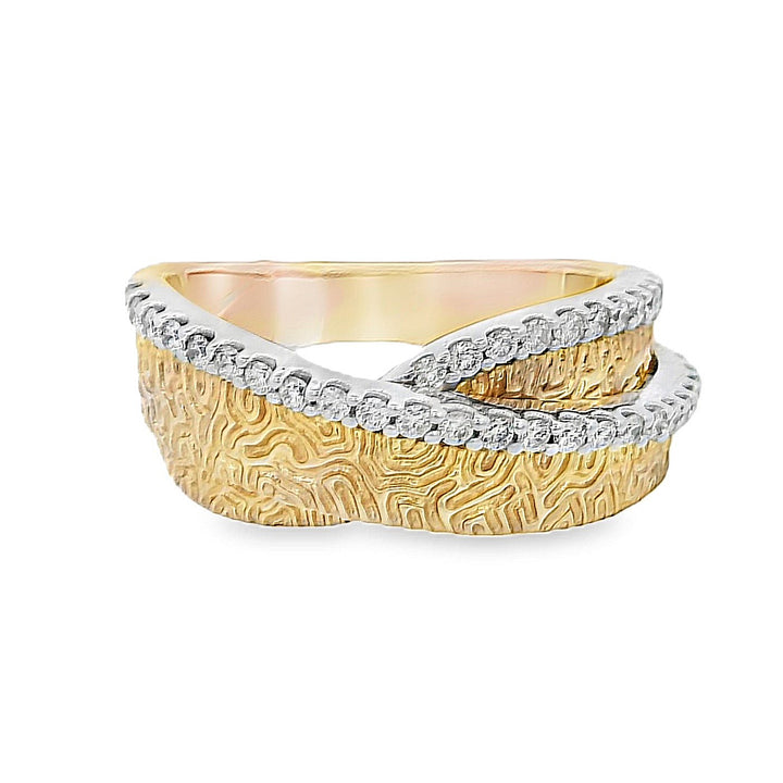 14K Two-Tone 0.34ct Diamond Textured Fashion Ring