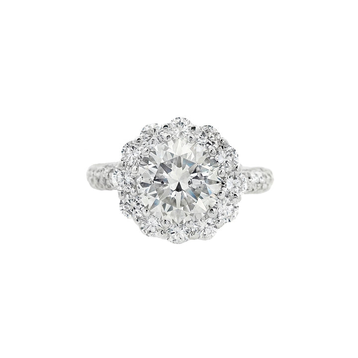 18K White Round Diamond 2.00Ct Halo Engagement Ring