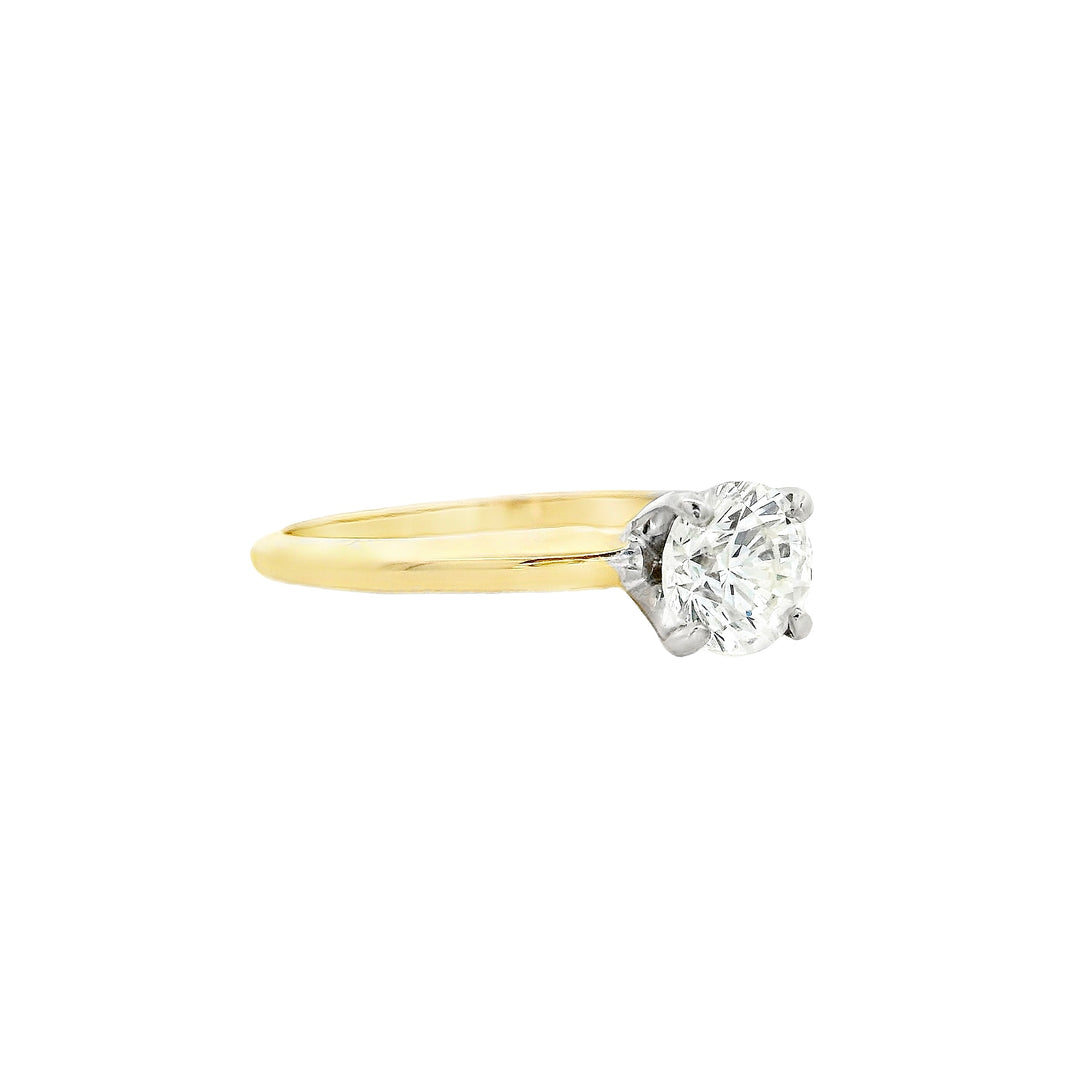 14K Yellow Round Diamond 0.70Ct Solitaire Engagement Ring