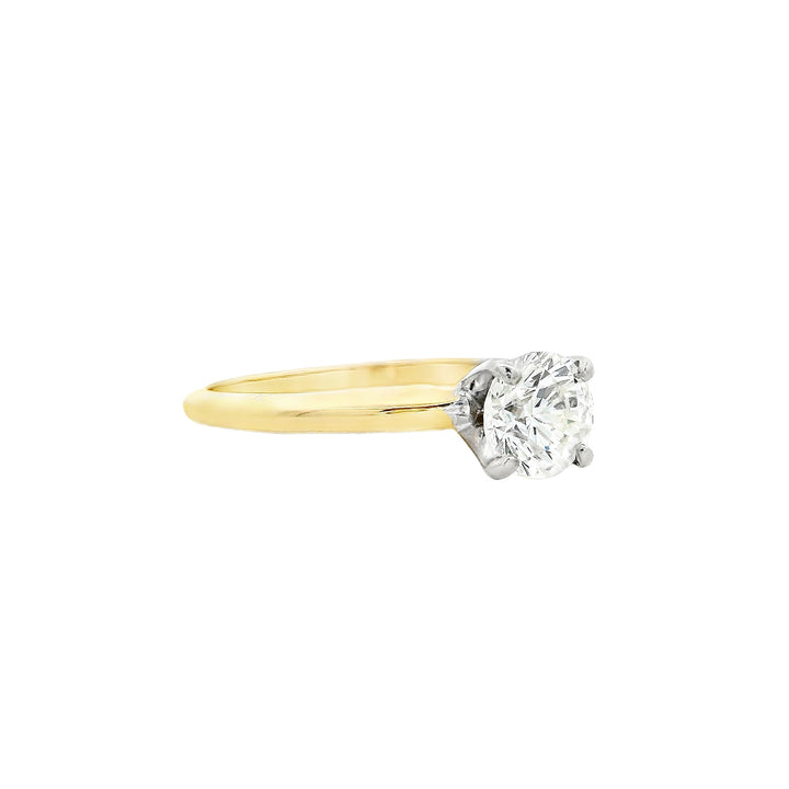 14K Yellow Round Diamond 0.70Ct Solitaire Engagement Ring