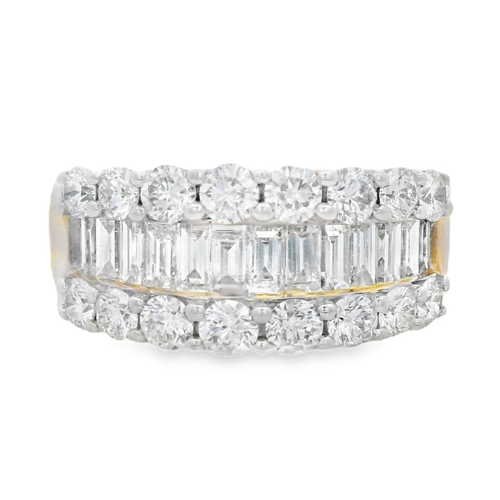 14K Yellow Gold 1.99ct. Baguette and Round Diamond Fashion Ring