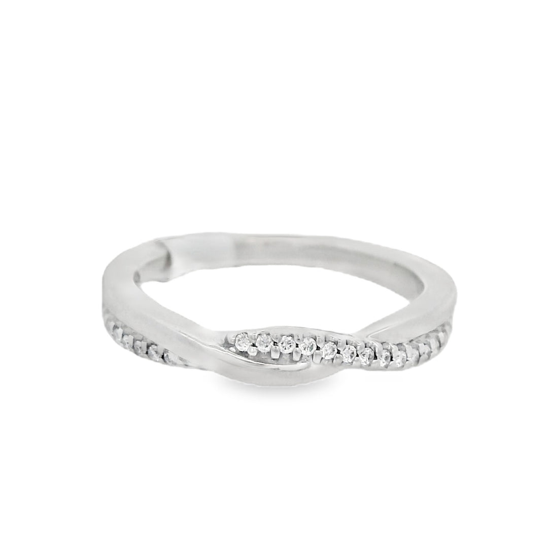 14K White Gold 0.12ct Diamond Twisted Women's Wedding Band