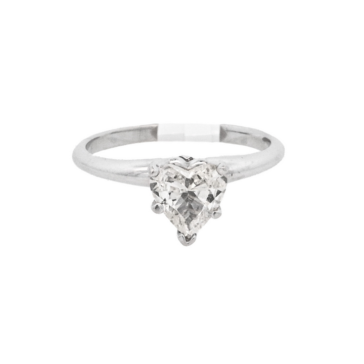 14K White Gold Heart Diamond Solitaire Engagement Ring
