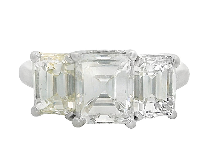 Platinum Emerald- Cut Diamond 1.74Ct 3 Stone Engagement Ring