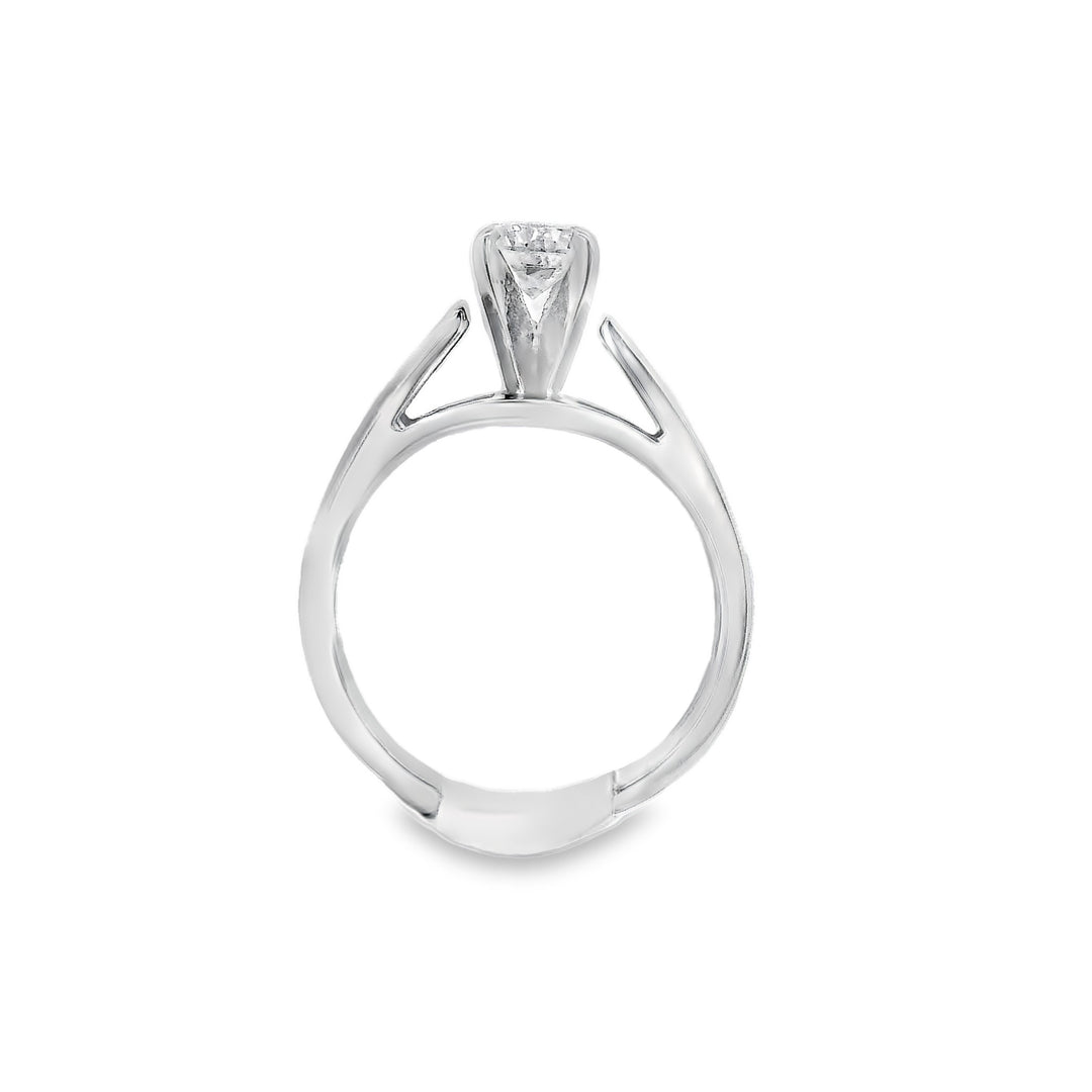 14K White Round Diamond 0.45Ct Solitaire Engagement Ring