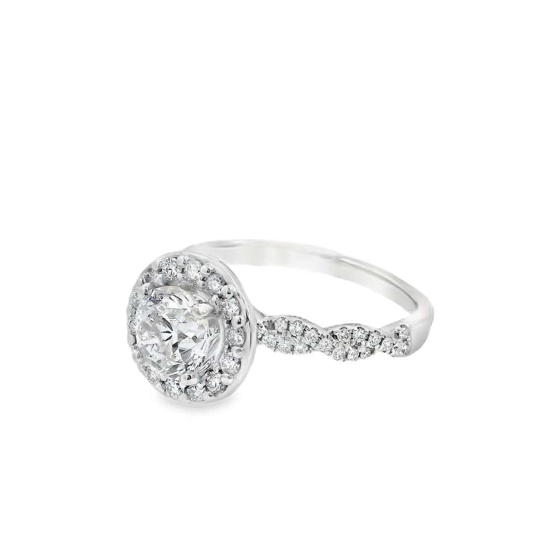 14K White Round Diamond 1.08Ct Solitaire Engagement Ring