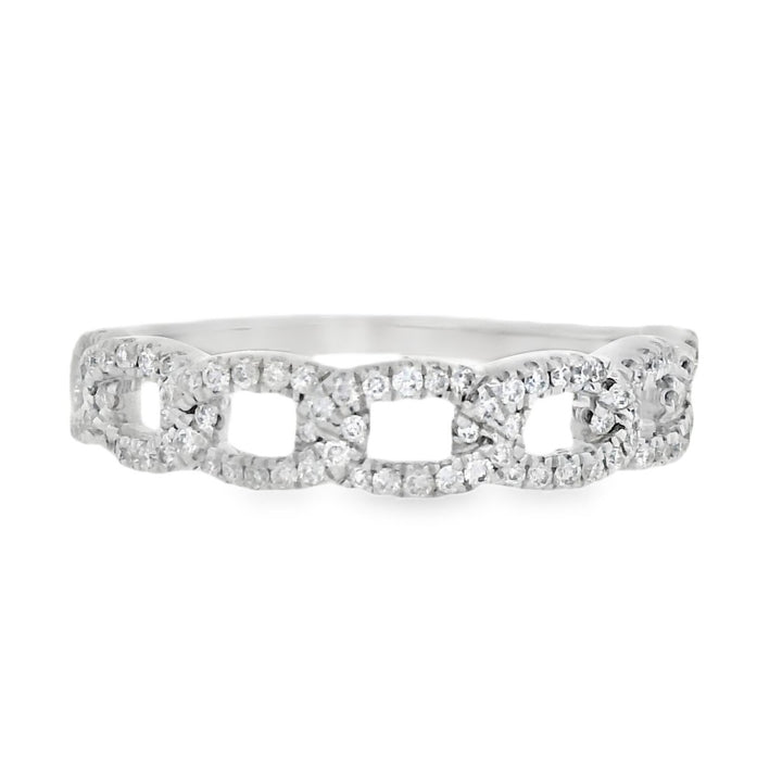 14K White Gold 0.25ct Diamond Chain Link Fashion Ring