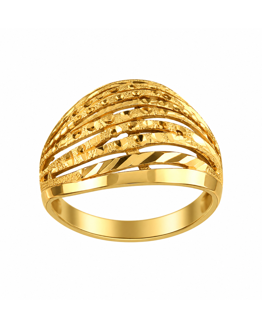 22K Yellow Gold Classic Fashion Statement Ring, Size 7.5