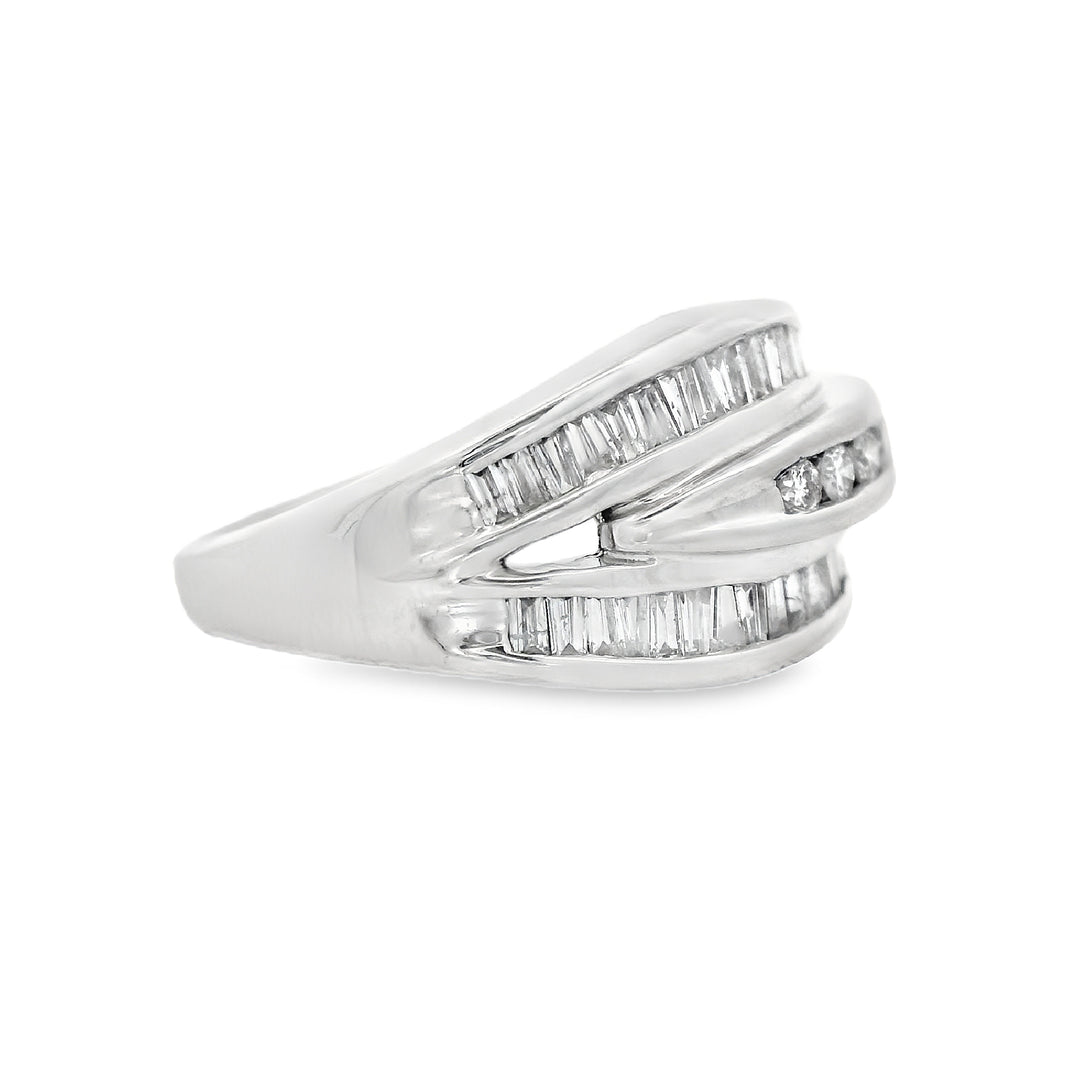 14K White Gold Multi-Diamond Fashion Ring, Size 7