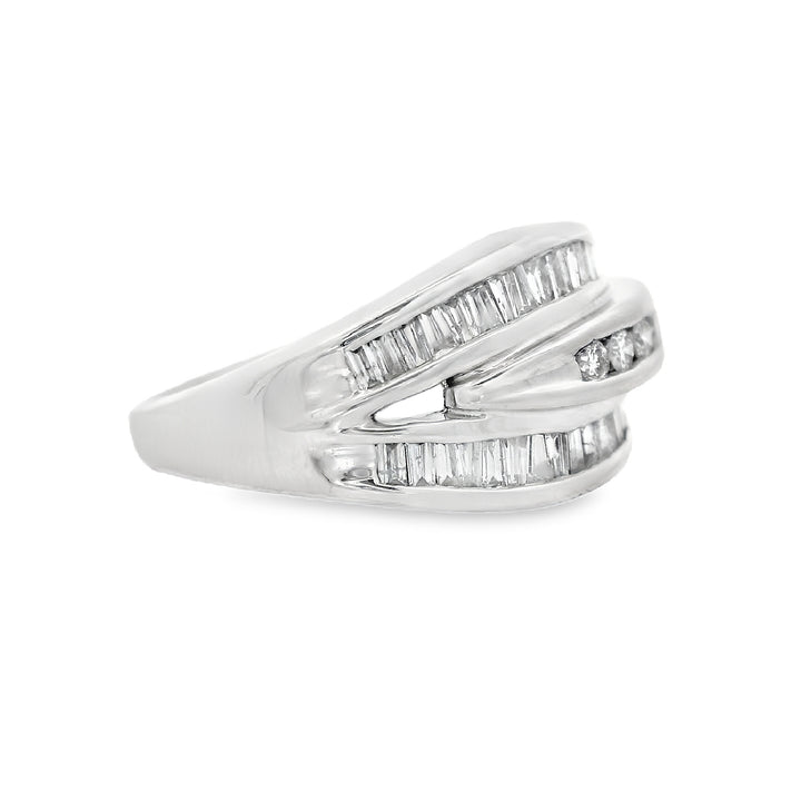 14K White Gold Multi-Diamond Fashion Ring, Size 7