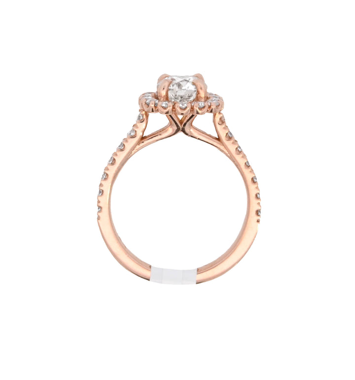 14K Rose Gold 1.03CT Round Diamond Halo Engagement Ring