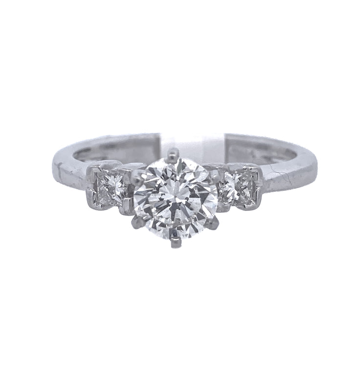 Platinum White Round Diamond 1.00Ct 3 Stone Engagement Ring