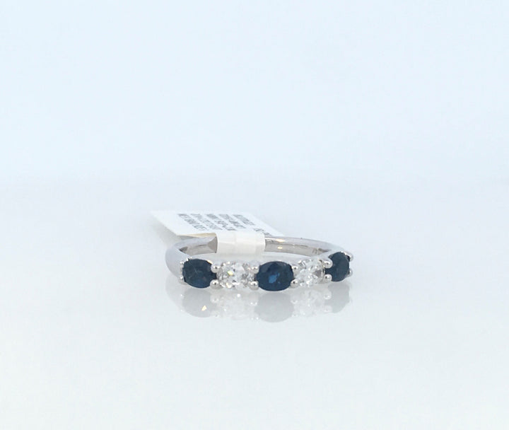 14K White Gold Sapphire Diamond Anniversary Band