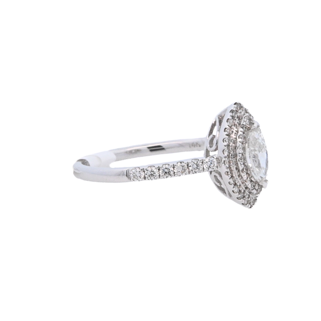 14K White Gold Marquise Diamond Halo Engagement Ring