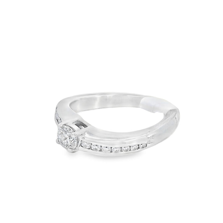 Platinum Round Diamond 0.20Ct Contemporary Engagement Ring