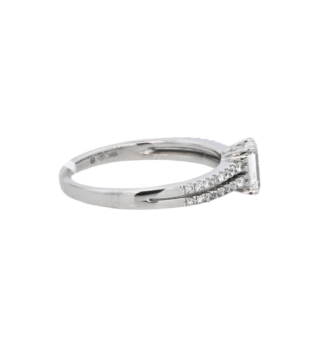 18K White Gold Emerald Cut Diamond Solitaire Ring