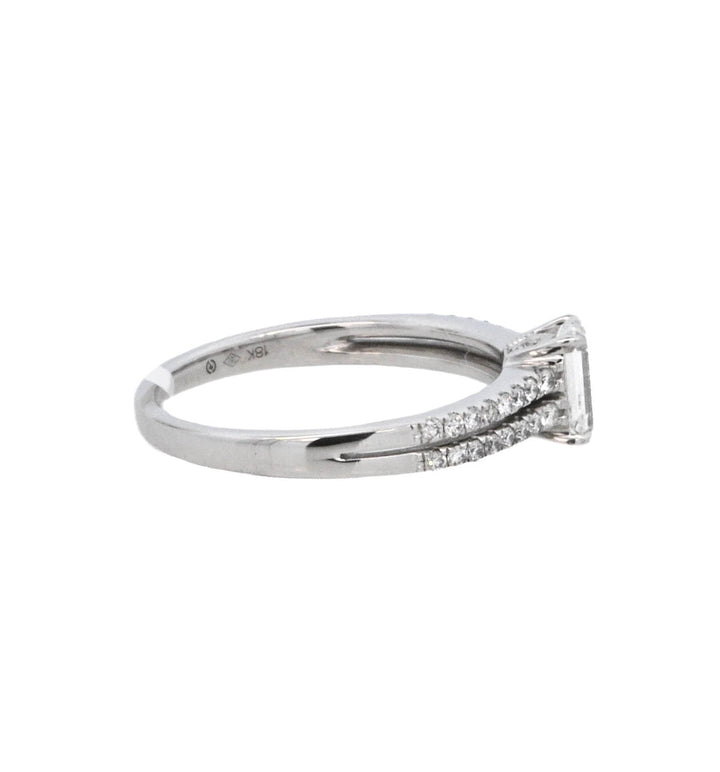18K White Gold Emerald Cut Diamond Solitaire Ring