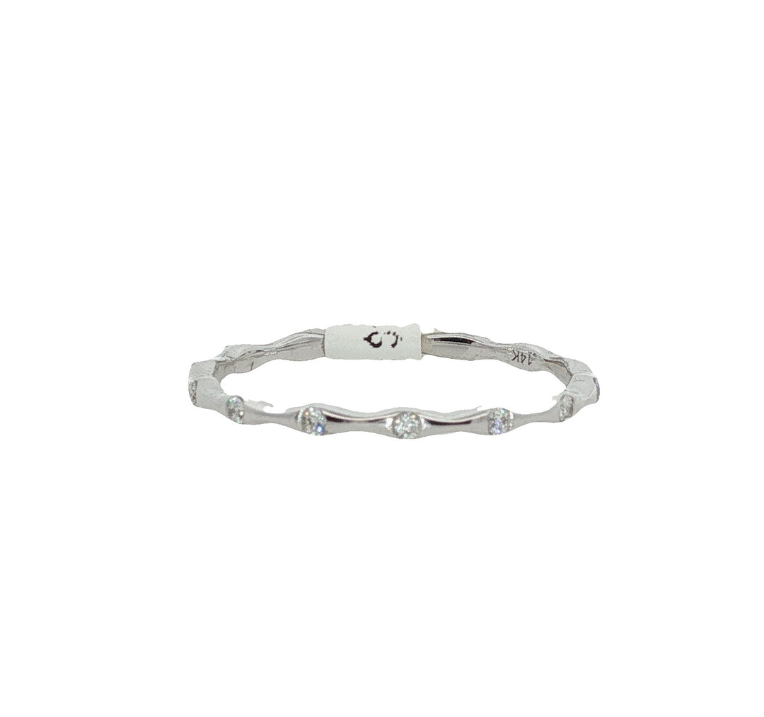 14K White Gold Diamond Wedding Band, Delicate Sparkle