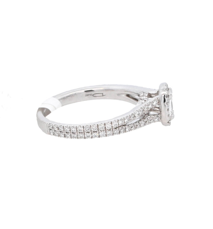 18K White Gold 0.25Ct Cushion Diamond Halo Engagement Ring