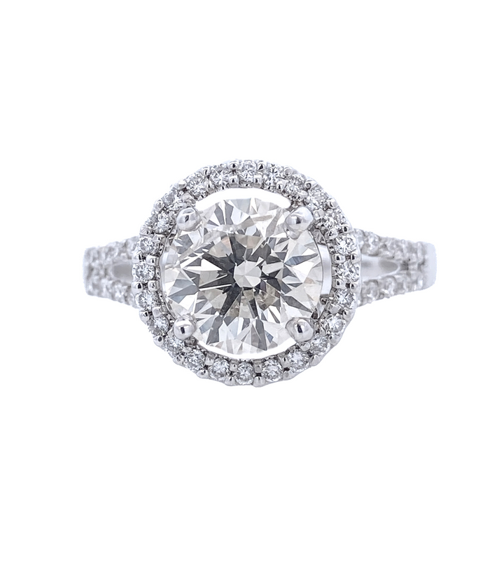 18K White Gold 2.02Ct Round Diamond Halo Engagement Ring