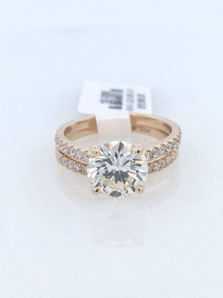 14K Yellow Round Diamond 2.07Ct Solitaire Engagement Ring