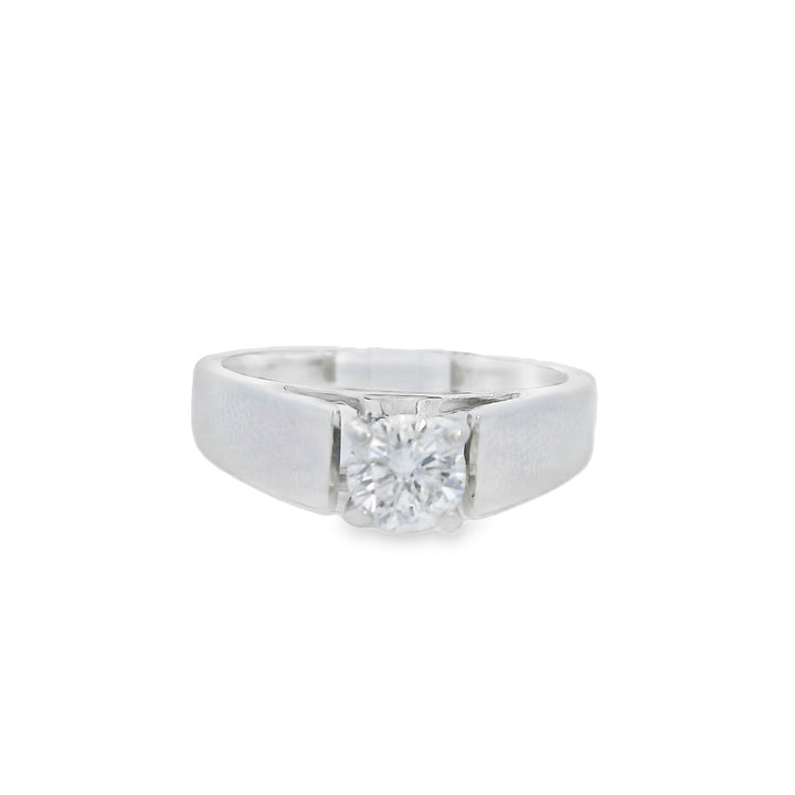 14K White Round Diamond 0.45Ct Solitaire Engagement Ring