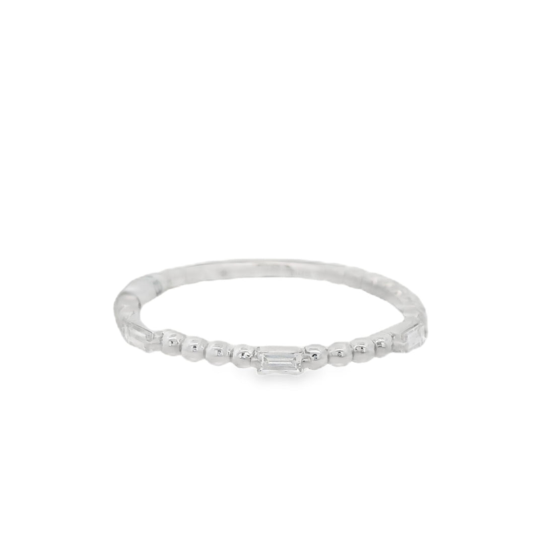14K White Gold Baguette Diamond Stackable Wedding Band