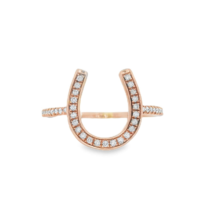 14K Rose Gold 0.15ct. Diamond Horse Shoe Fashion Ring