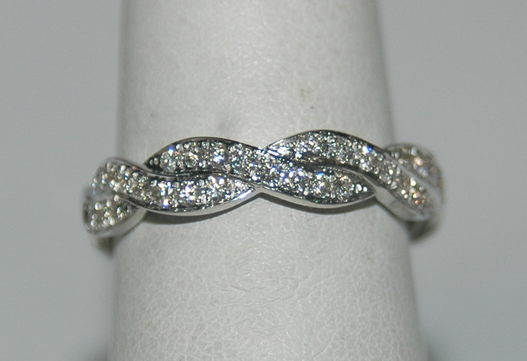 14K White Gold 0.50ct Diamond Twisted Women's Wedding Band